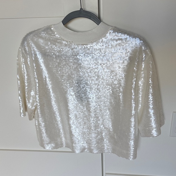 All Saints Jurla Sequin Top in Arctic White - Picture 2 of 5